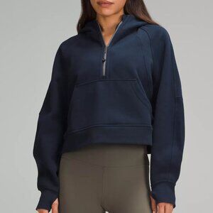 Scuba Oversized Half-Zip Hoodie Navy Blue- sm/xs